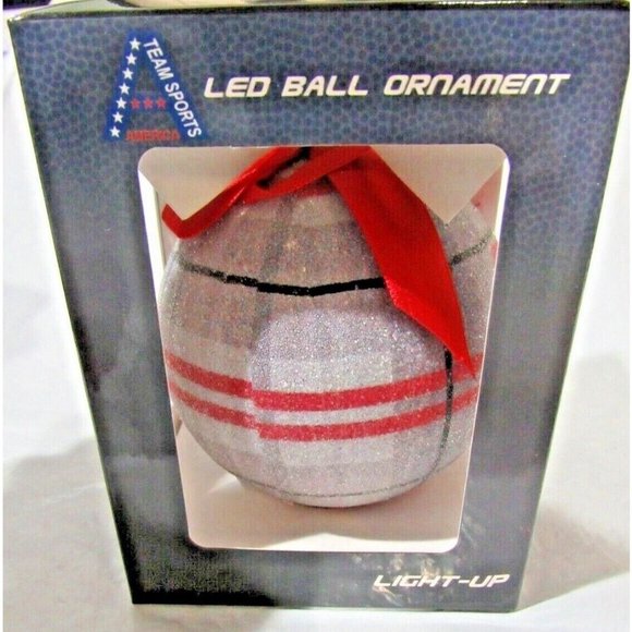NCAA Ohio State Buckeyes LED Ball Ornament Glitter Plaid by Team Sports America - Picture 2 of 6